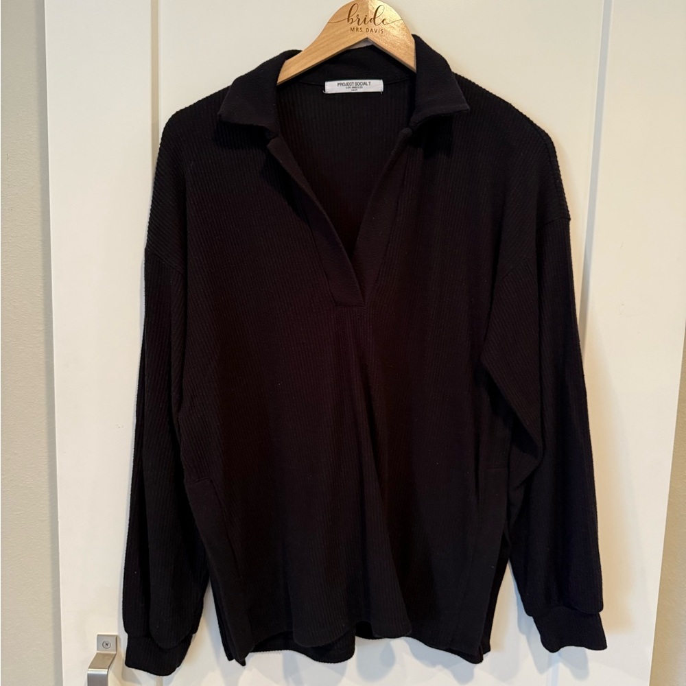 Project Social T ribbed black sweater